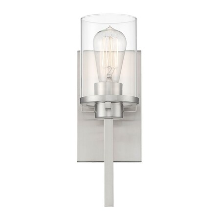 Designers Fountain Jedrek 12.75in 1-Light Brushed Nickel Industrial Indoor Wall Sconce with Clear Glass Shade 93301-BN